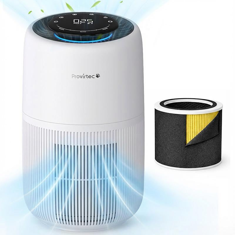 Air Purifier with 360° Air Intake Design,Triple Purification System Eliminates Pet Odors,Dander,Hair & Allergens, 5-Stage HEPA Filter, 365-Day Long-Lasting Filter, Auto Mode & Ultra-Quiet Sleep, 1500 Ft² Coverage