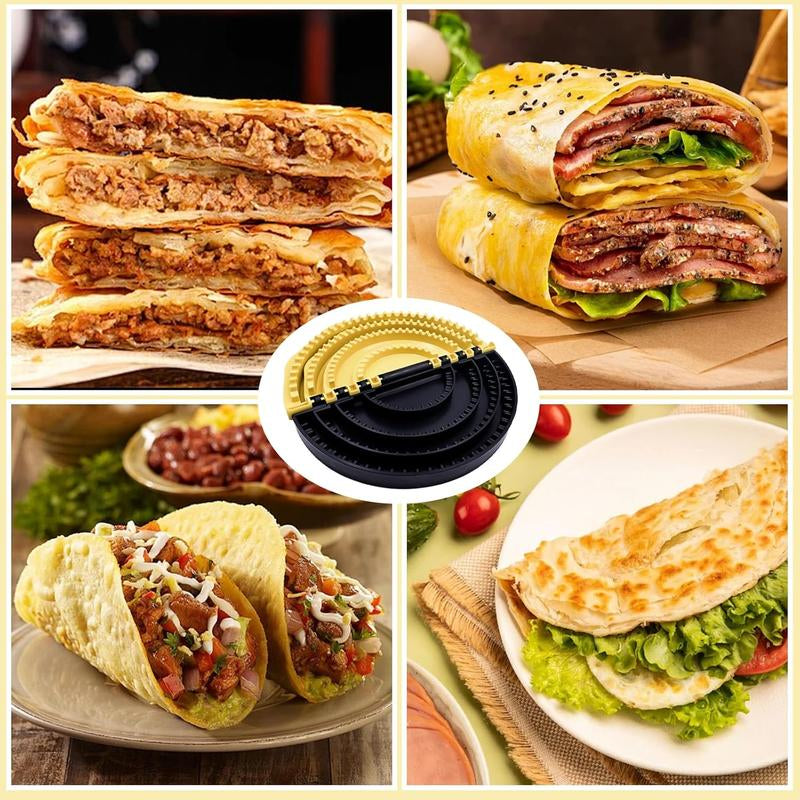 4-In-1 Tortilla Sealer Crimper Press – Adjustable 4"-6"-8"-10" Tortilla & Taco/Burrito Maker Tool | Easy to Clean, Bpa-Free, Durable & Fun for Family Cooking- Kitchen, Utensils (Yellow & Black)