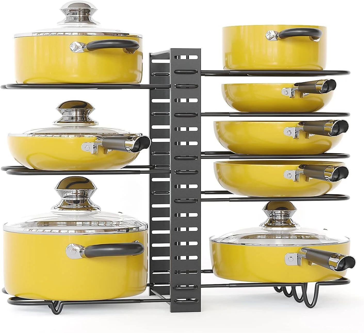 Pot Organizer Rack 8 Tiers Pots and Pans Organizer, Pot Lid Organizer for Kitchen Cabinet Cookware Organizers and Storage,Upgraded