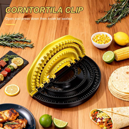 4-In-1 Tortilla Sealer Crimper Press – Adjustable 4"-6"-8"-10" Tortilla & Taco/Burrito Maker Tool | Easy to Clean, Bpa-Free, Durable & Fun for Family Cooking- Kitchen, Utensils (Yellow & Black)