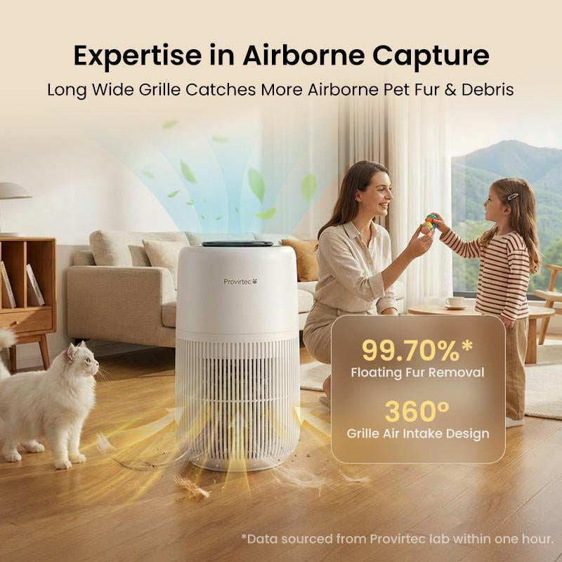 Air Purifier with 360° Air Intake Design,Triple Purification System Eliminates Pet Odors,Dander,Hair & Allergens, 5-Stage HEPA Filter, 365-Day Long-Lasting Filter, Auto Mode & Ultra-Quiet Sleep, 1500 Ft² Coverage